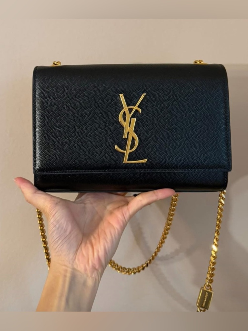 ✅SOLD YSL Saint Laurent Black KATE SMALL IN GRAIN DE POUDRE EMBOSSED LEATHER